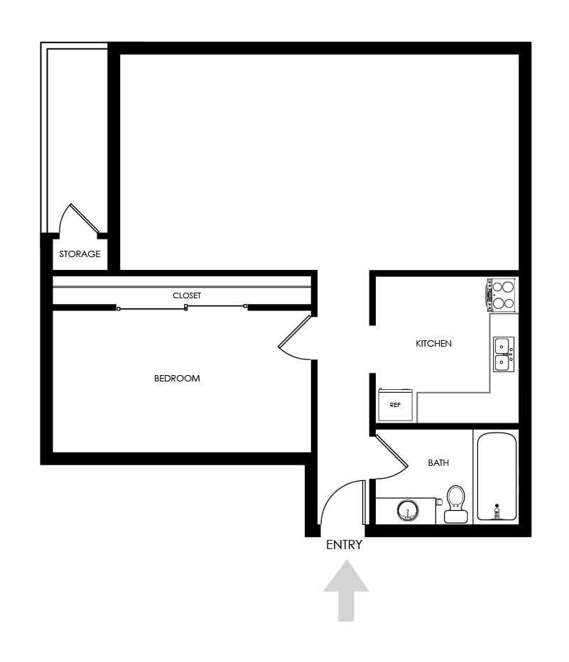 1x1 floor plan